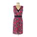 Tory Burch Casual Dress V-Neck Sleeveless: Pink Print Dresses - Women's Size Medium