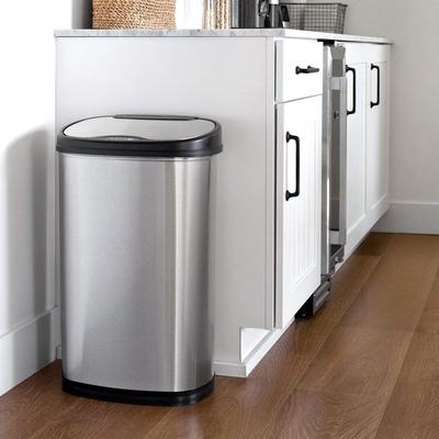 NINESTARS DZT-50-25 Motion Sensor Trash Can, Large, Silver