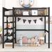 Full Size Metal Loft Bed with 4-Tier Storage Shelves Easy Assembly