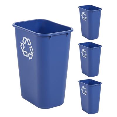 Wastebasket Deskside Recycling Can Large 41 Qt/10.25 GAL, for Home/Office/Under Desk, Blue, Pack of 4