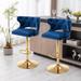 France Bar Chair Velvet Adjustable Swivel Barstools With Back Dining Chairs for Kitchen Counter Dining Room (Set of 2), Blue