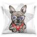 Hidove French Bulldog Wearing Bandana Velvet Oblong Lumbar Plush Throw Pillow Cover/Shams Cushion Case with Zipper 20 x 20 for Couch Sofa Pillowcase Only