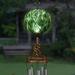 Wind Chimes Solar LED Outdoor Garden Lighting Green Glass And Metal Wind Chime Lawn And Yard Decoration With Bronze Metal Finial 6 X 45.5 Inch