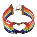 Pride Shack - Gay and Lesbian Rainbow Infinity Heart Streamer Bracelet - Leather
