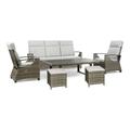 Furniture of America Wave Faux Wicker 6-Piece Patio Set with Adjustable Table Brown