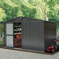 Aidenkid Outdoor Storage Shed 10 x 8 Metal Steel Utility Tool Shed Storage House with Double Lockable Doors & Air Vents for Backyard Patio Garden Lawn Black