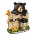 H Welcome Garden Statuary Bear With Solar Lantern