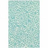 HomeRoots 4 x 6 ft. Blue Floral Stain Resistant Indoor & Outdoor Rectangle Area Rug - Blue and Ivory - 4 x 6 ft.