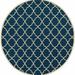 HomeRoots 8 ft. Round Blue & Ivory Trellis Indoor & Outdoor Area Rug - Blue Ivory - 8