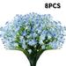 OUNAMIO 8Pcs Artificial Flowers Fake Starry Sky for Hanging Planter Porch Patio Office Decoration Blue