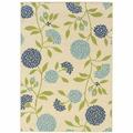 HomeRoots 9 x 13 ft. Ivory Floral Stain Resistant Indoor & Outdoor Rectangle Area Rug - Green and Ivory - 0.16in. H x 101.97in. W x 155.91in. D