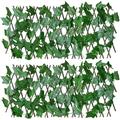 2Pcs Fence Privacy Screen Artificial Leaf Faux Ivy Expandable/Stretchable Privacy Fence Balcony Patio Outdoor Decorative Faux Ivy Fencing Panel (Single Sided Leaves)