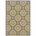 HomeRoots 2 x 8 ft. Grey Gold Floral Medallion Discs Indoor & Outdoor Area Rug - Grey - 2 x 8 ft.