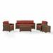 Bradenton Outdoor Wicker Sofa Conversation Set with Sangria Cushions - 5 Piece
