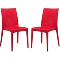 Hickory Indoor-Outdoor Modern Weave Design Stackable Dining Side Chair Set Of 2 (Red)