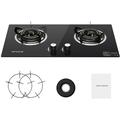 Jadeshay Double Burner Stove Household Embedded Portable Gas stove Tempered Glass Liquefied Gas Cooker Kitchen Cooktop