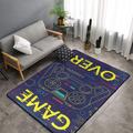 TEQUAN Area Rugs for Living Room Bedroom Blue Yellow Game Over Poster Printed Carpet Non-Slip Door Mat Polyester Floor Mats 60 x 39