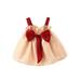 Baby Girls Summer Dress Contrast Color Bow Sleeveless Dress for Toddler Beach Party Wearï¼ˆ9-24Monthsï¼Œ2Yearsï¼‰