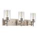 YANSUN 24 inch Vanity Light in Brushed Nickel 3-Light Transitional Bathroom Light with Clear Glass for Living Room Bedroom