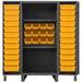 Durham 12 Gauge Recessed Door Style Lockable Cabinet with 126 Yellow Hook on Bins - Gray - 36 x 36 x 78 In.