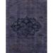 Ahgly Company Indoor Rectangle Abstract Purple Navy Blue Abstract Area Rugs 7 x 10