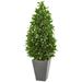 Nearly Natural 57 Bay Leaf Cone Topiary Tree in Slate Planter UV Resistant (Indoor/Outdoor)