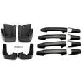 4Pcs Car Front Rear Flap Mudguards Mudflaps Splash Guards with 4Pcs Car Side Door Handle Frame Cover Trim