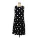 Lauren by Ralph Lauren Casual Dress - A-Line Crew Neck Sleeveless: Black Polka Dots Dresses - Women's Size 6