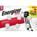 Energizer Knopfzelle 2032 Lithium E302275000 4+2 St./Pack.