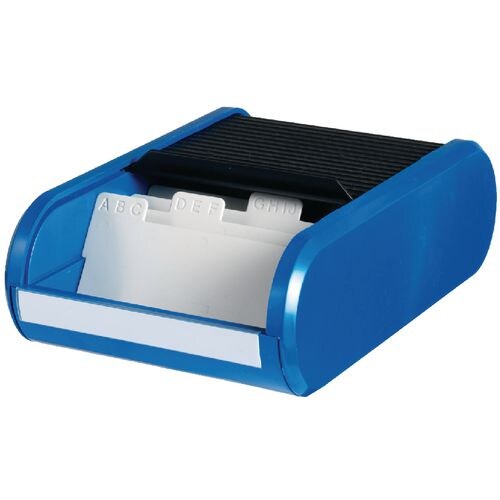 helit Visitenkartenbox H6218093 DIN A8 300 Karten Blau, Schwarz 13,6 x 24 x 6,7 cm Image