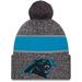 Men's New Era Gray Carolina Panthers 2023 Sideline Sport Cuffed Pom Knit Hat