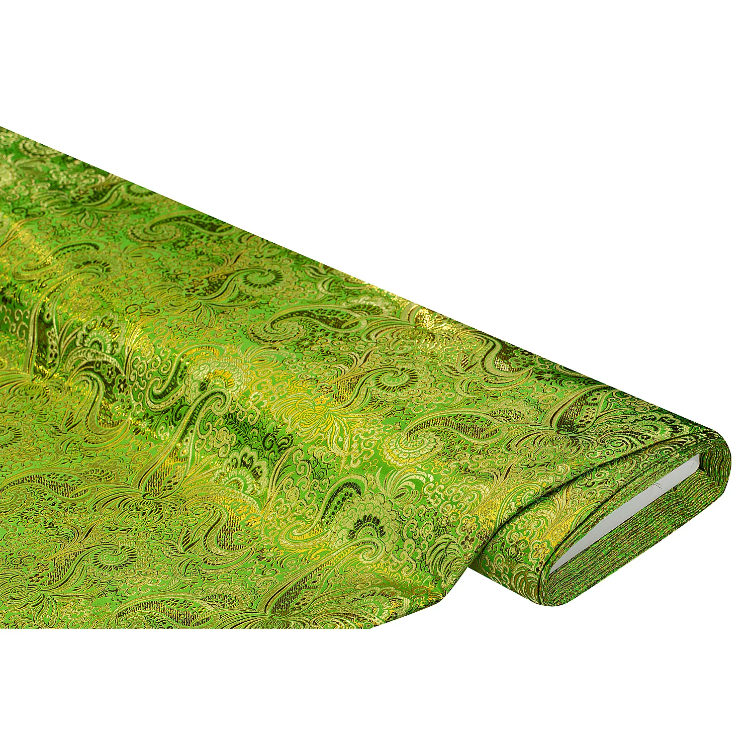 Jacquard Blumen/Paisley, grün/gold Image
