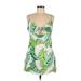 Privacy Please Casual Dress - Mini Plunge Sleeveless: White Print Dresses - Women's Size Large