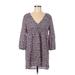 Joie a La Plage Casual Dress - Shift V-Neck 3/4 sleeves: Purple Print Dresses - Women's Size Medium