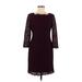 Adrianna Papell Cocktail Dress - Sheath Crew Neck 3/4 sleeves: Purple Solid Dresses - Women's Size 6