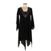 BCBGMAXAZRIA Casual Dress - Midi V Neck 3/4 sleeves: Black Print Dresses - Women's Size 2X-Small