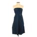 Holding Horses Casual Dress - A-Line Strapless Sleeveless: Blue Print Dresses - Women's Size 4 Petite