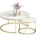 Mercer41 Romar Frame Nesting Tables Marble/Granite/Metal in White/Yellow | 17.75 H x 27.5 W x 27.5 D in | Wayfair 6F03D745C0224592B9A40A07CEE13144