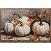 August Grove® Four White Pumpkins w/ Leaves Wood in Brown | 5 H x 8 W x 1.5 D in | Wayfair 18FE3E6143D949448E14035B8C161E49