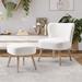 Slipper Chair - Willa Arlo™ Interiors Edison Upholstered Slipper Chair & Ottoman, Solid Wood in White | Wayfair F51708EC5BF44E2192815C81EE97C48D