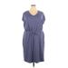 32 Degrees Casual Dress - Mini V Neck Short sleeves: Gray Solid Dresses - Women's Size 2X-Large