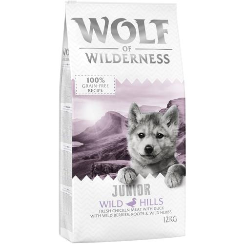 12 kg Junior Wild Hills Ente Wolf of Wilderness Hundefutter trocken