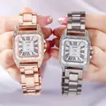 Women Fashion Square Watches 2023 Brand Ladies Quartz Wristwatch Classic Silver Simple Femme Steel