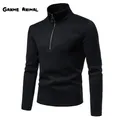 Autumn Mens Zipper Sweater Solid Color High Collar Sweatshirts Pullover Men's Jumpers Oversize