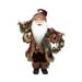 18" Country Cabin Santa Claus in Burgundy Holding a Wreath and Gift Bag Christmas Figure