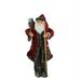 48" Standing Red and Brown Jolly Santa Claus Christmas Figure with Walking Stick