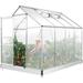 8 x 6FT Greenhouse 2 Vent Window with Lockable Hinged Door Walk-in Hobby Greenhouse Aluminum Hot House