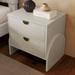 White Rubber Wood 2-Drawer Bed Side Table Nightstand