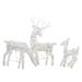 Set of 3 White Glittered Doe Fawn and Reindeer Lighted Christmas Outdoor Decoration - 30"