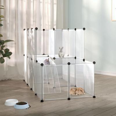 vidaXL Small Animal Cage Black/Transparent 55.9"x29.1"x36.6" PP and Steel